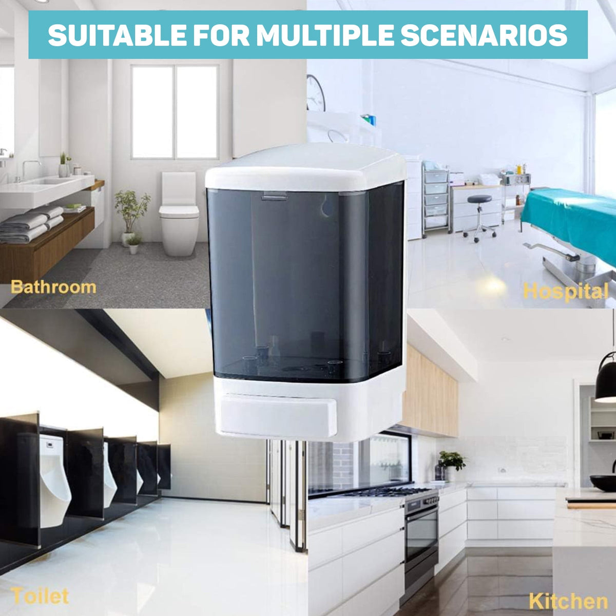 Manual Soap Dispenser Kitchen Bathroom Wall Mounted Commercial Soap Dispenser for Liquid Containers Shampoo Gel Chamber Plastic - (33.8 oz) 1000ml