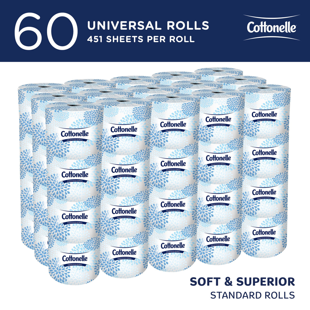 Cottonelle Professional Standard Roll Toilet Paper, Bulk (17713), 2-Ply, White (60 Rolls of 451 Sheets, 27,060 Sheet Total)