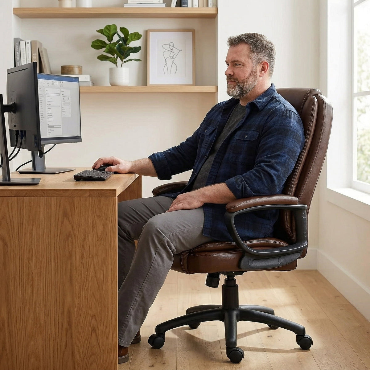 Waleaf Home Office Chair, 400LBS 8Hours Heavy Duty Design, Ergonomic High Back Cushion Lumbar Back Support, Computer Desk Chair, Big and Tall Chair for Work