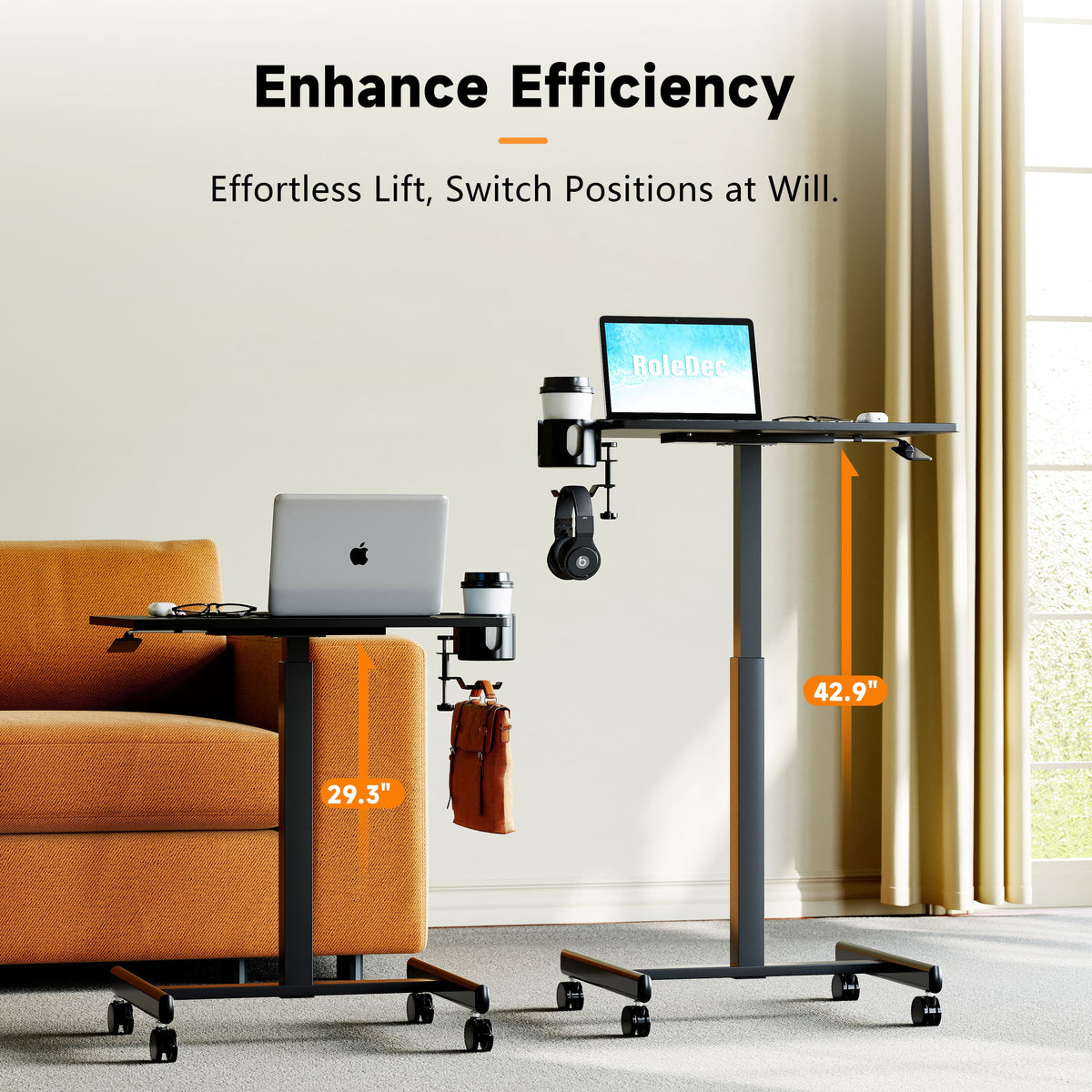RoleDes Adjustable Standing Desk, Small Portable Workstation - Home Office (Black)
