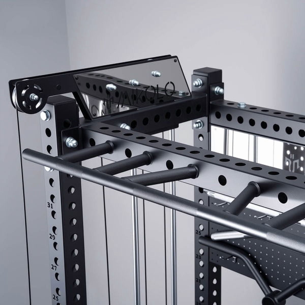 Mikolo Anubis-2.0 Smith Machine with Weight Stack, 3“×3” All-in-One Power Cage with LAT Pulldown & Cable Crossover, 3200LBS Multi-Function Trainer with Aluminum Pulley System for Fitness Home Gym