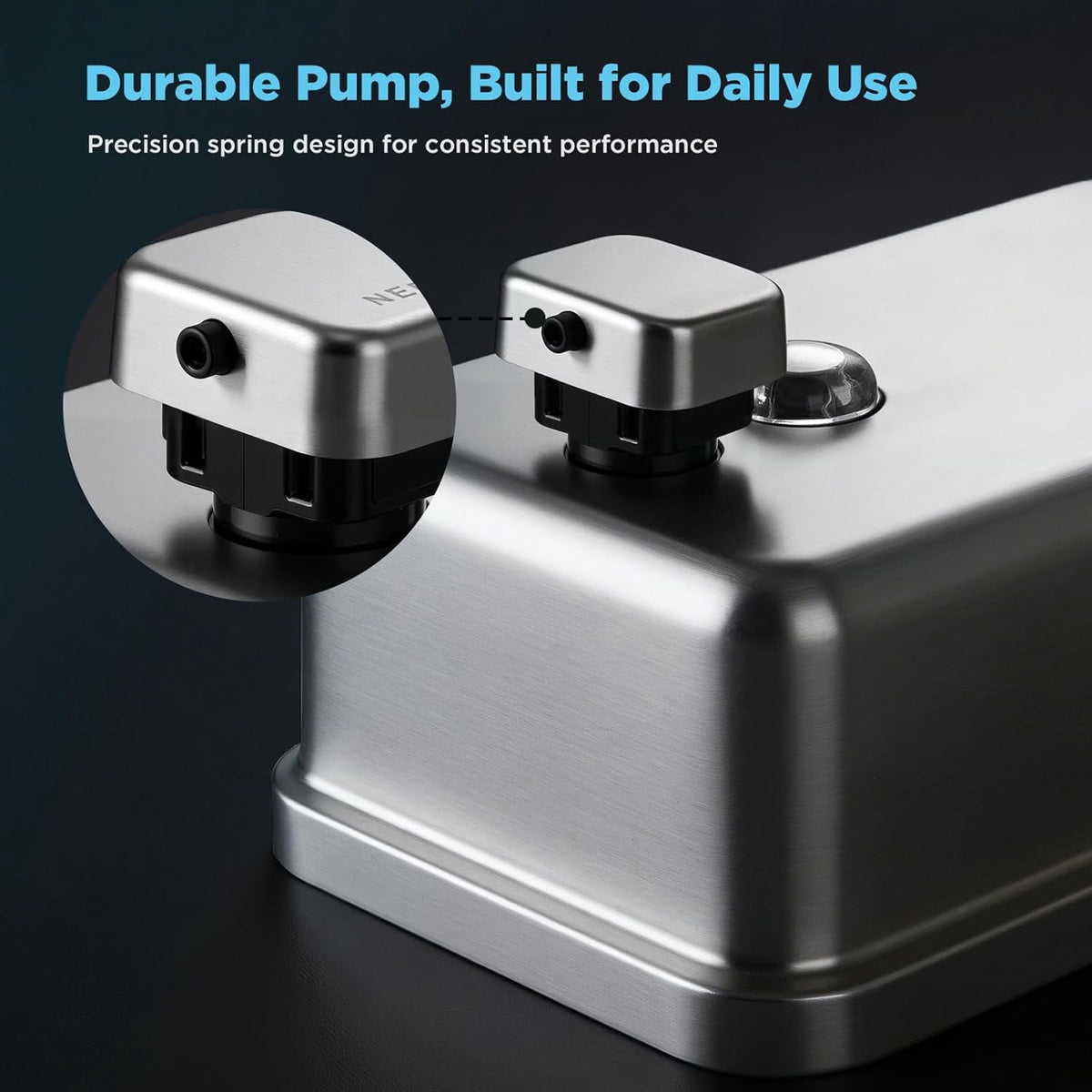 Wall Mounted Soap Dispenser 1100ml/37fl oz, Stainless Steel Commercial Soap Dispenser with Protective Inner Liner, Manual Soap Dispenser with Easy-Press Pump for Bathroom, Kitchen & Restaurant