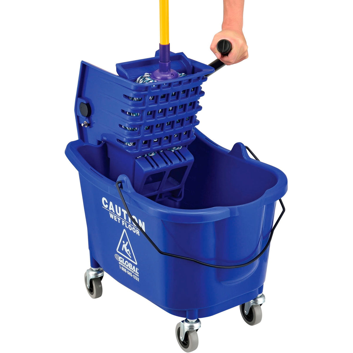 Global Industrial Mop Bucket And Wringer Combo 38 Qt. Side Press Blue