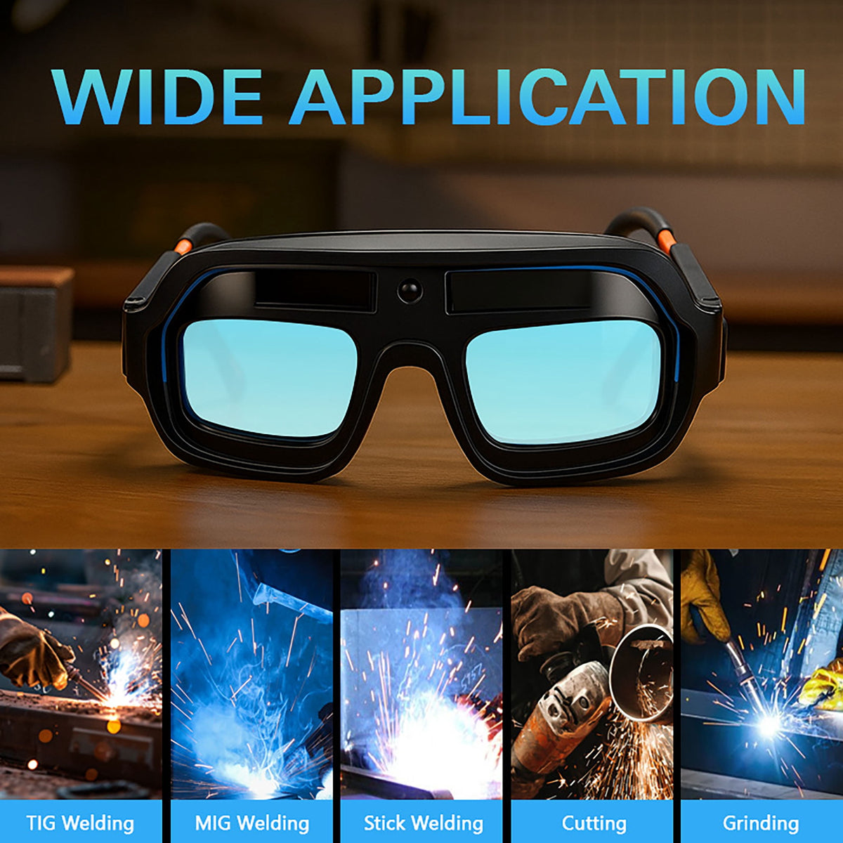 True Color Auto Darkening Welding Goggles with PC Lens, Solar Powered Welder Safety Glasses with Replacement Lenses Protective Eyewear