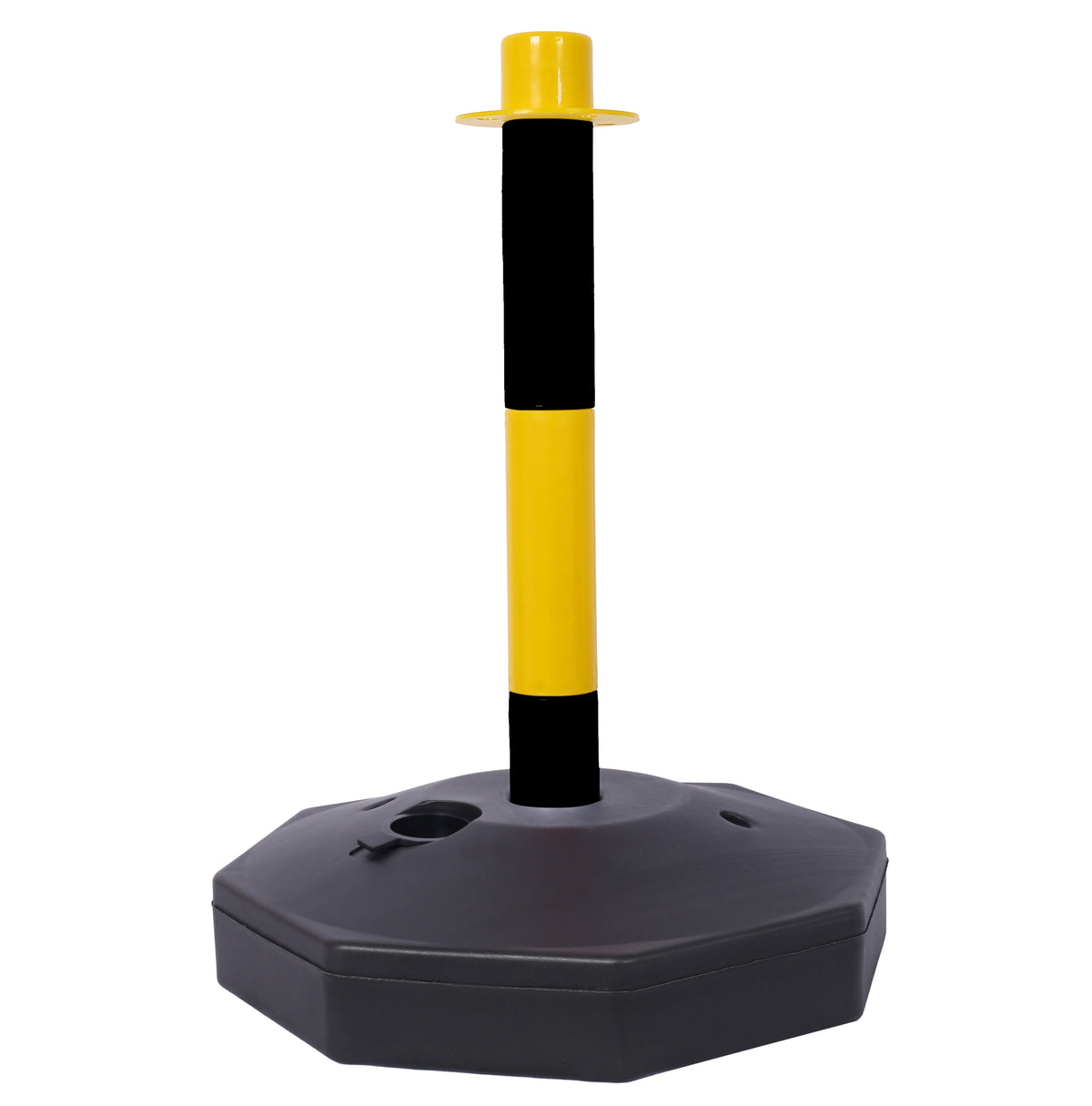 12 Pack Traffic Delineator Post Cones with Fillable Base, Adjustable Plastic Safety Barrier with 5Ft Plastic Chain, Outdoor and Indoor Crowd Control Stanchion for Traffic Control and warning Y/B