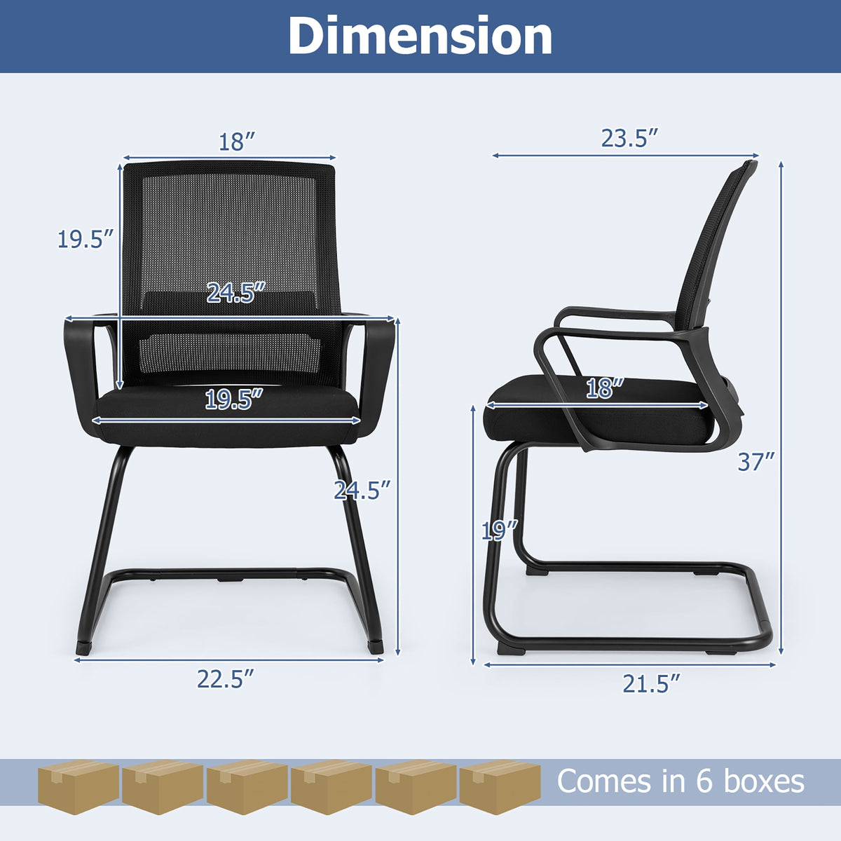 Gymax Office Guest Chair Set of 12 Conference Reception Chair w/ Lumbar Support & Sled Base