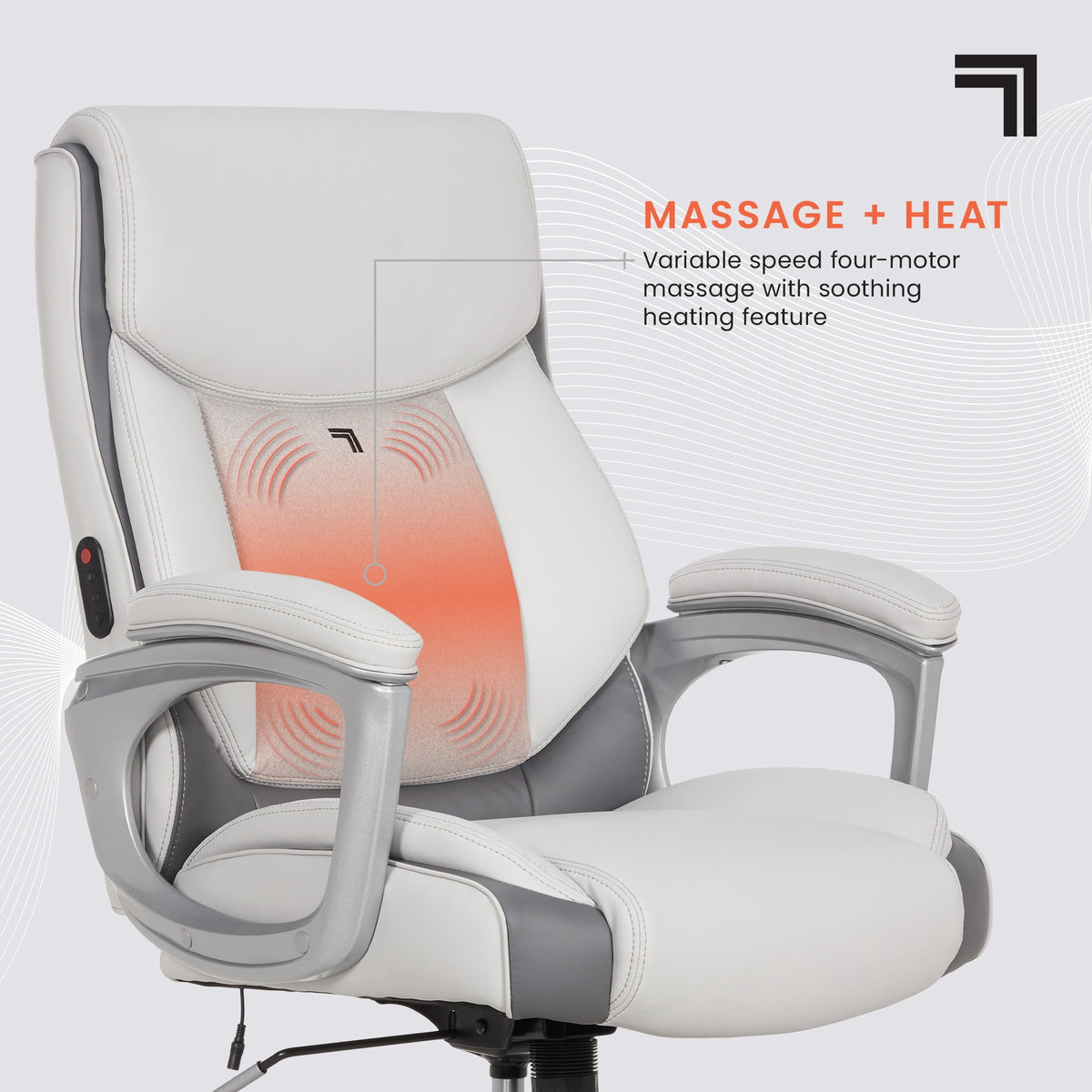 Sharper Image S-120 Massage and Heat Office Chair, White/Gray
