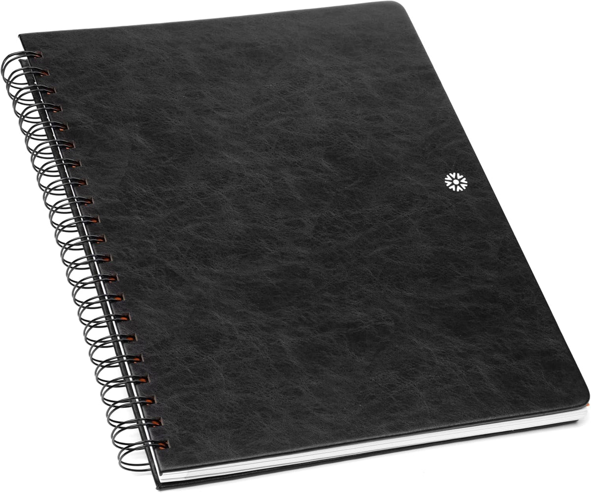 Notsu Undated Daily Planner Notebook | Minimalist Productivity Planner with To Do List, Agenda, Dot Grid, Lined, Notes sections. 160 Pages, Thick Paper 120 gsm, 8.5 x 11 inches, Premium Black Vegan