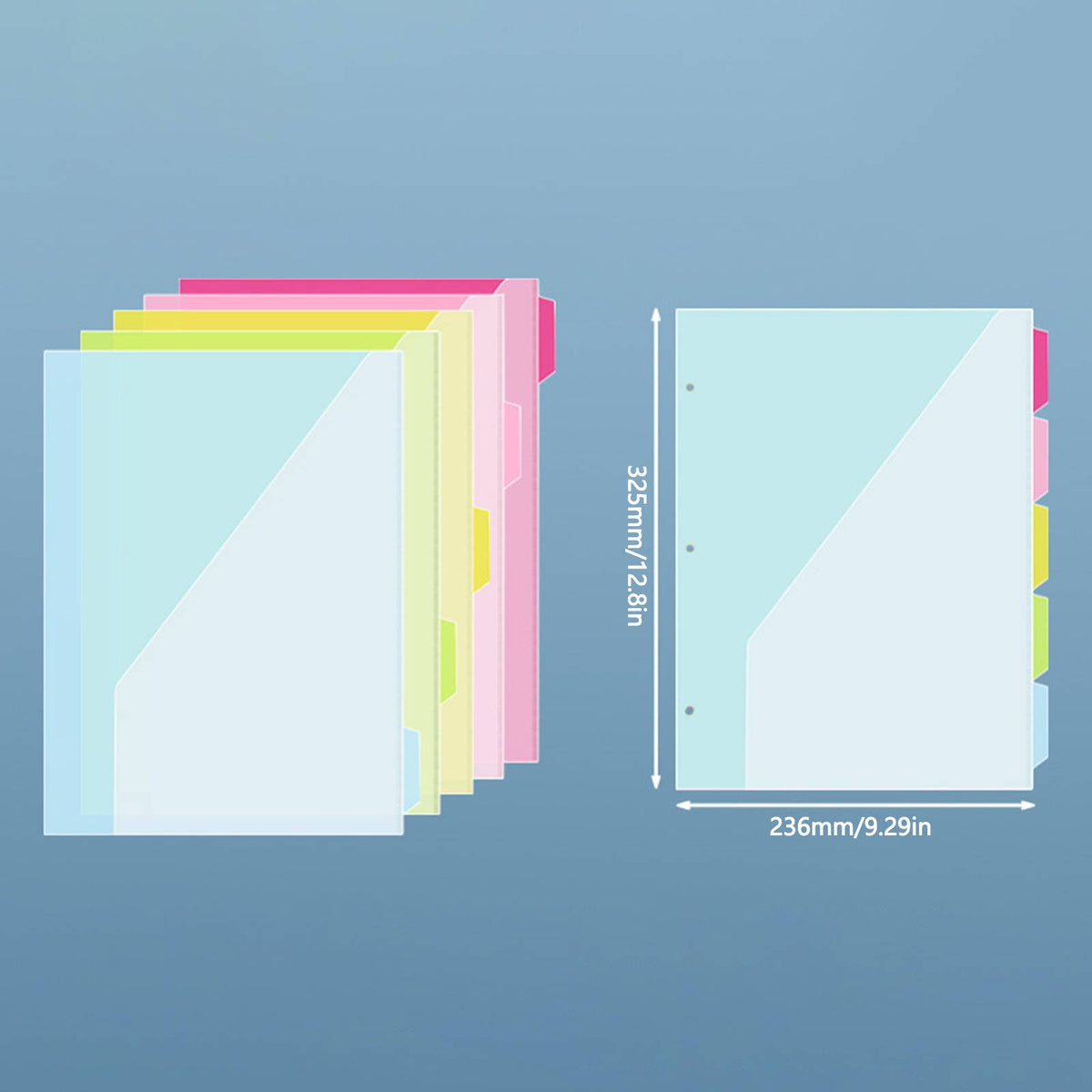 5 Count Dividers with Two Pockets for 3 Ring Binder, Plastic Pocket Folders, 5 Tabs Dividers Dividers for Letter Size, Binder Organizer, Durable Folders with Pockets Brads, Binder Set