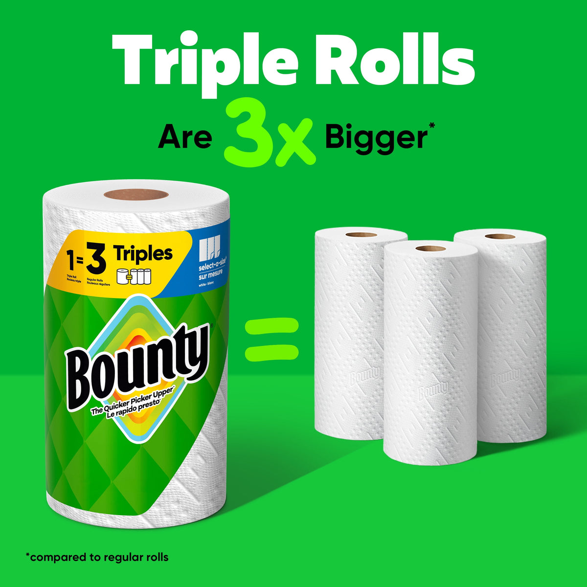Bounty Paper Towels Select-A-Size White, 10 Triple Rolls, 123 Sheets Per Roll