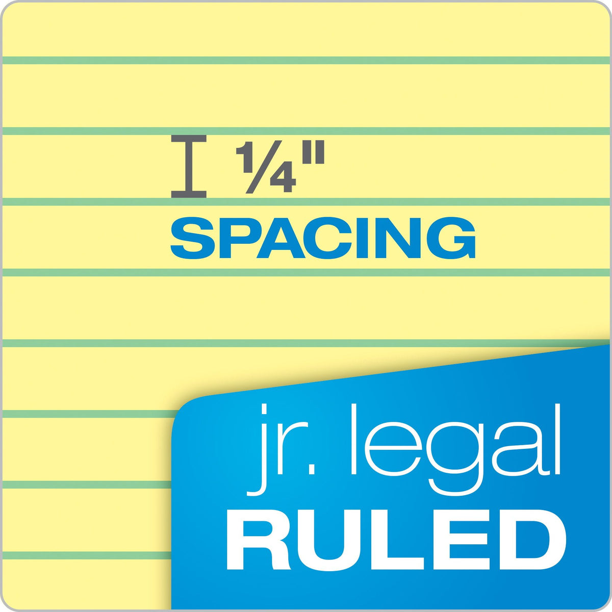 TOPS The Legal Pad Writing Pads, 5" x 8", Jr. Legal Rule, Canary Paper, 50 Sheets, 3 Pack (75013)