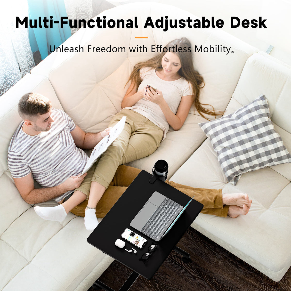 RoleDes Adjustable Standing Desk, Small Portable Workstation - Home Office (Black)