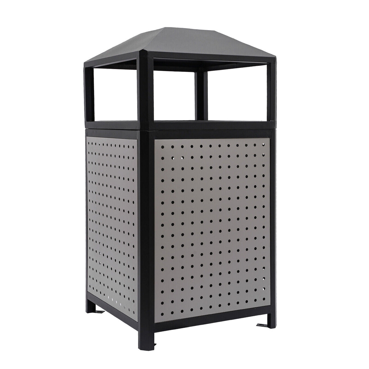 38-Gallon Outdoor Trash Can with Build-in Ashtray Industrial Waste Trash Can Waste Container Stainless Steel Industrial Durable Trash Can