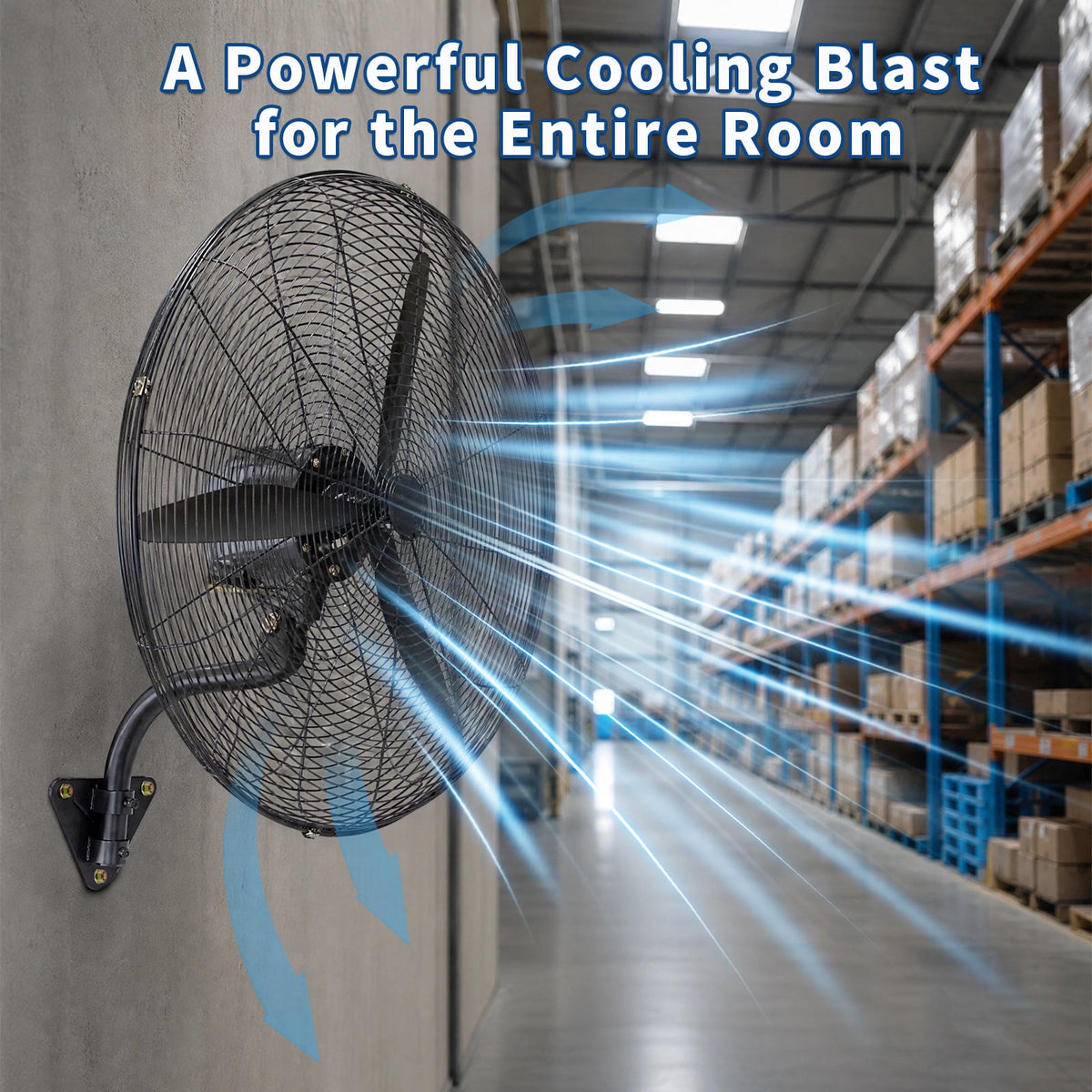 YXSC 30 Inch Industrial Wall Mount Fan, 11200 CFM High Velocity Oscillating Commercial Fan, 3-Speed Heavy Duty Metal Garage Warehouse Workshop Fan with Adjustable Tilt, 120W Motor, Black