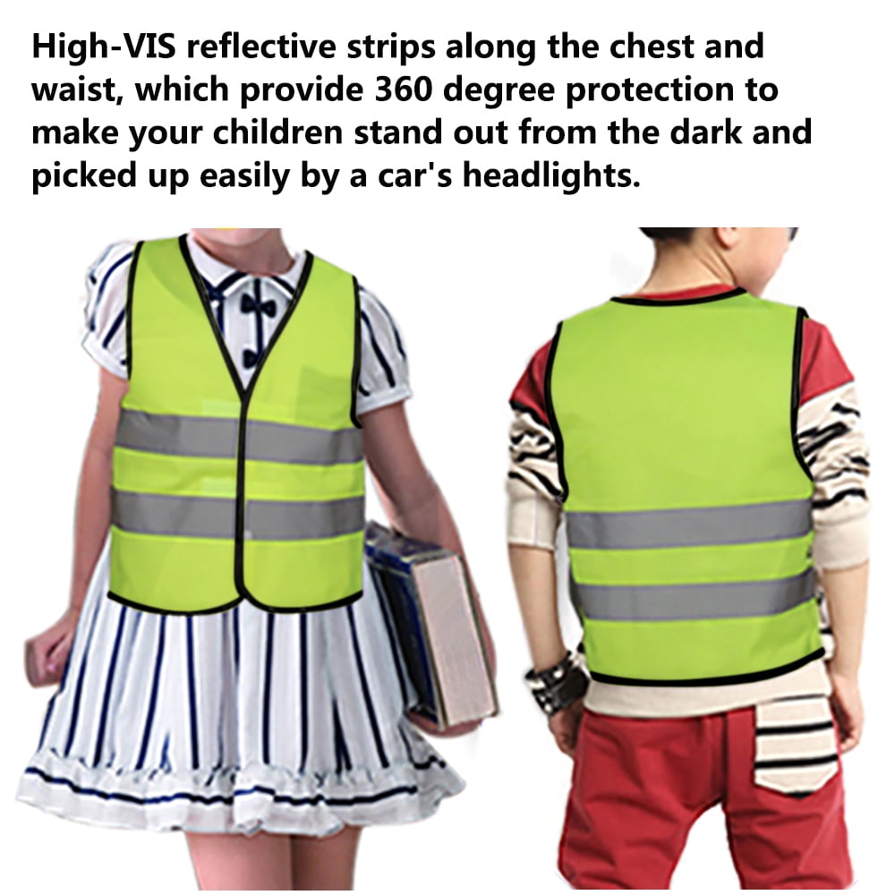 Toptie 10 Pack Child Safety Vest For Outdoors Sports, Traffic Vest Construction Worker Vest, Preschool Uniforms-NeonGreen