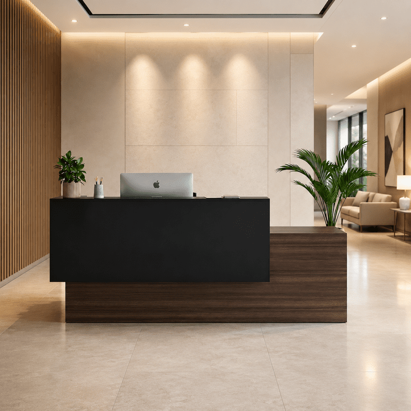 83" Modern Executive Reception Desk with Privacy Panel, Front Desk for Office Lobby, Salon, Clinic, Corporate Waiting Area