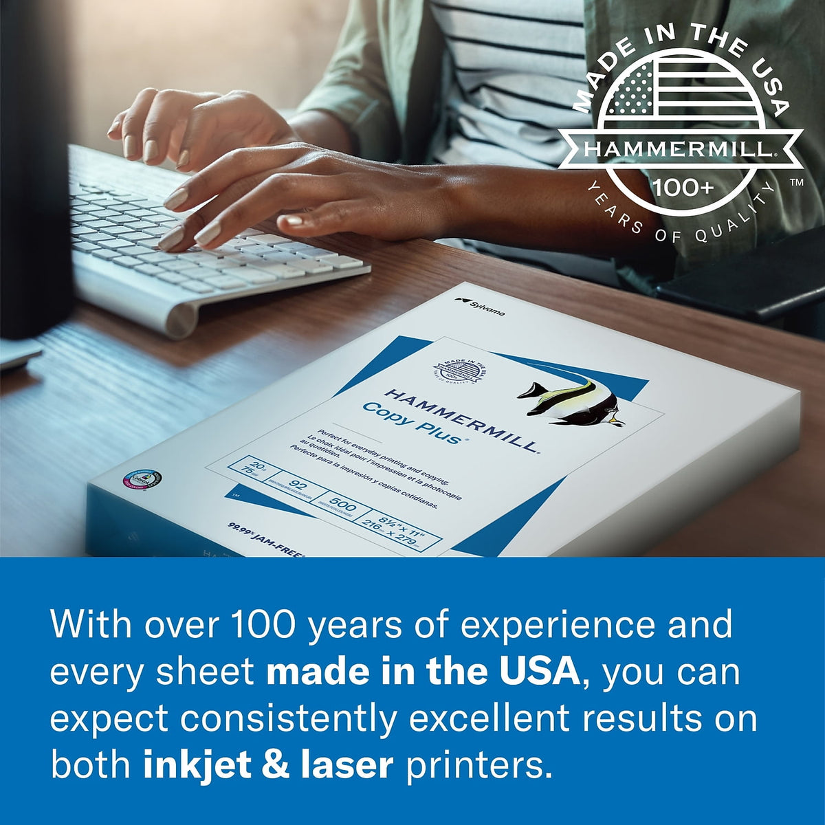 Hammermill 102475CT Premium Color Copy Print Paper, 100 Bright, 28 Lb Bond Weight, 8.5 X 14, Photo White, 500 Sheets/ream, 8 Reams/carton