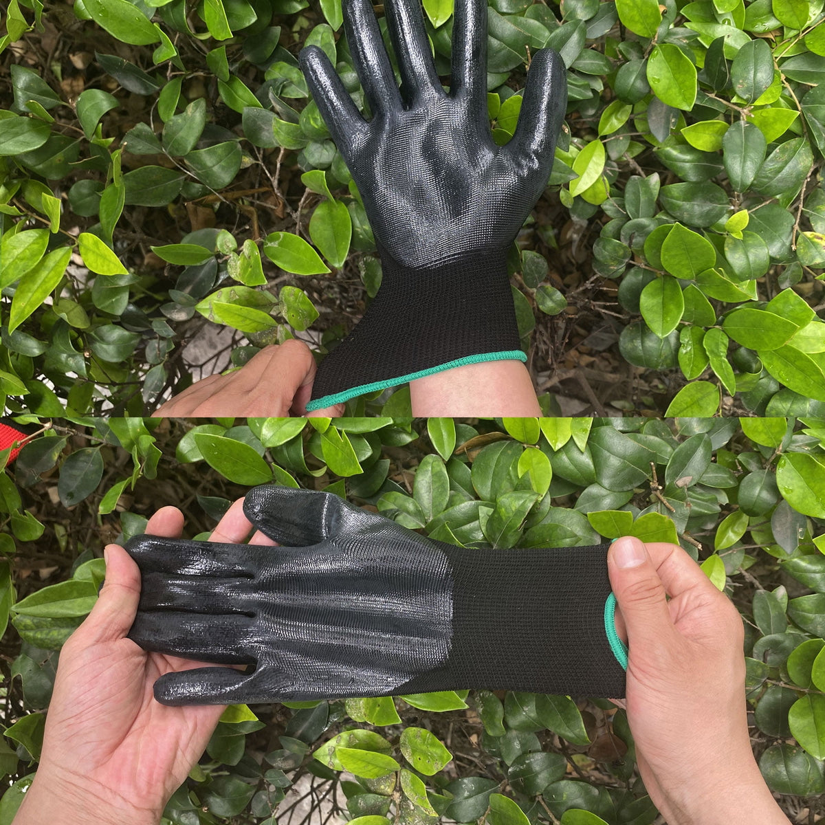EvridWear 12 Pairs Lightweight Nitrile Coated Grip Work Gloves for Men Women Warehouse Mechanic, Black, Size 8/M