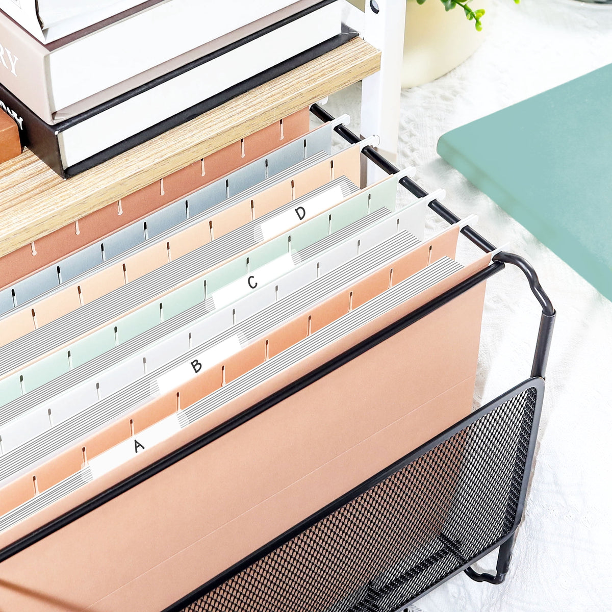 SUNEE 25 pack Pastel Colors Hanging File Folders with 1/5-cut Tabs