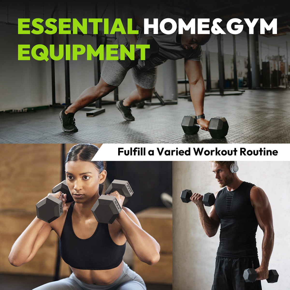HANDBODE Hex Dumbbell Set A 255 lb, Space-Saving Design, Durable Rubber-Encased & Ergonomic Hand Weights for Home Gym, Strength Training and Fitness