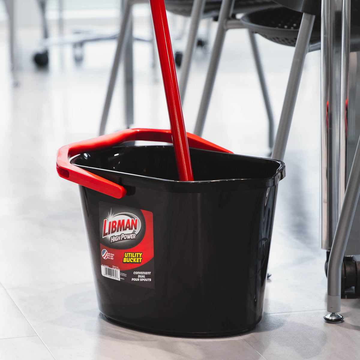 Libman High Power Utility Bucket 3.5 Gallon Black Polypropylene with Ergonomic Handle