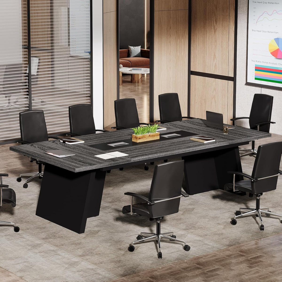 Tribesigns 8ft Conference Table, Large Meeting Table for 8-10 People, Business Seminar Furniture for Office Conference Room