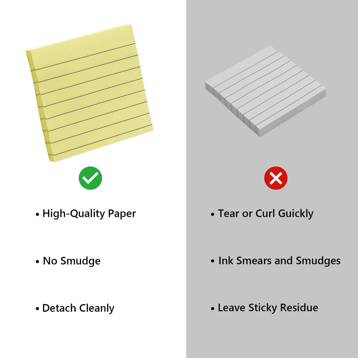 Tripumer 8 Pack Yellow Lined Sticky Notes Ruled Self Sticky Note 3 x 3 in 82 Sheets Each Pad Self-Adhesive Notepads Bulk