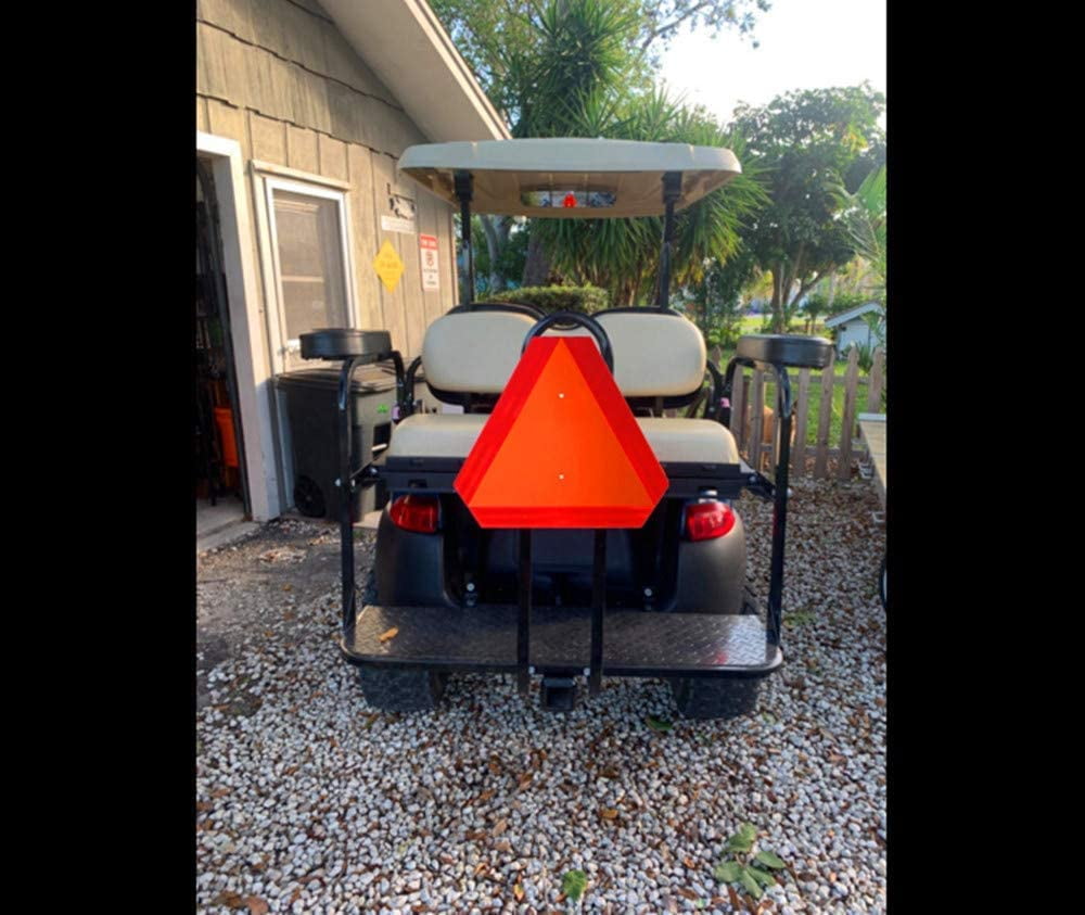 2 Pack Slow Moving Vehicle Sign, Plastic, Farm Triangle Safety Sign, Highly Visible, 14"x16" Engineering Grade Reflective for Golf Cart