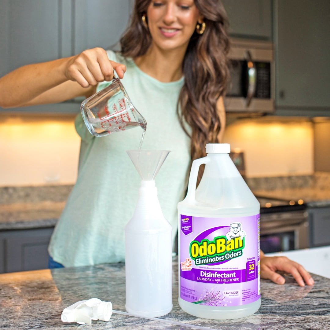 OdoBan Multipurpose Cleaner Concentrate, 2 Gal, Lavender Scent - Odor Eliminator, Disinfectant, Flood Fire Water Damage Restoration