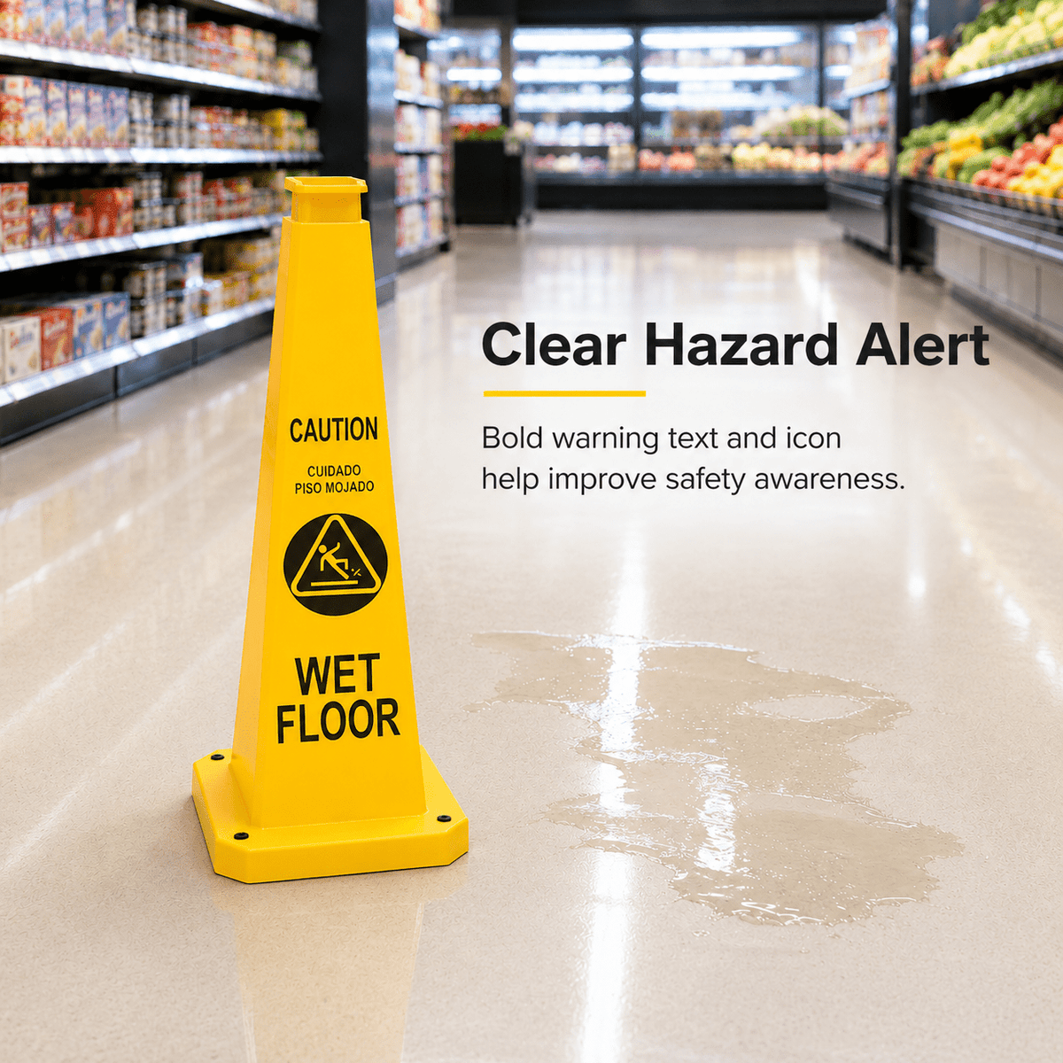 Caution Wet Floor Cones 6 Pack – 28inch Bright Yellow Traffic Safety Cones, Floor Cone Yellow Caution Cones,Stackable Bright Yellow Caution Wet Floor Safety Cones for Warehouse, Retail, Jobsite