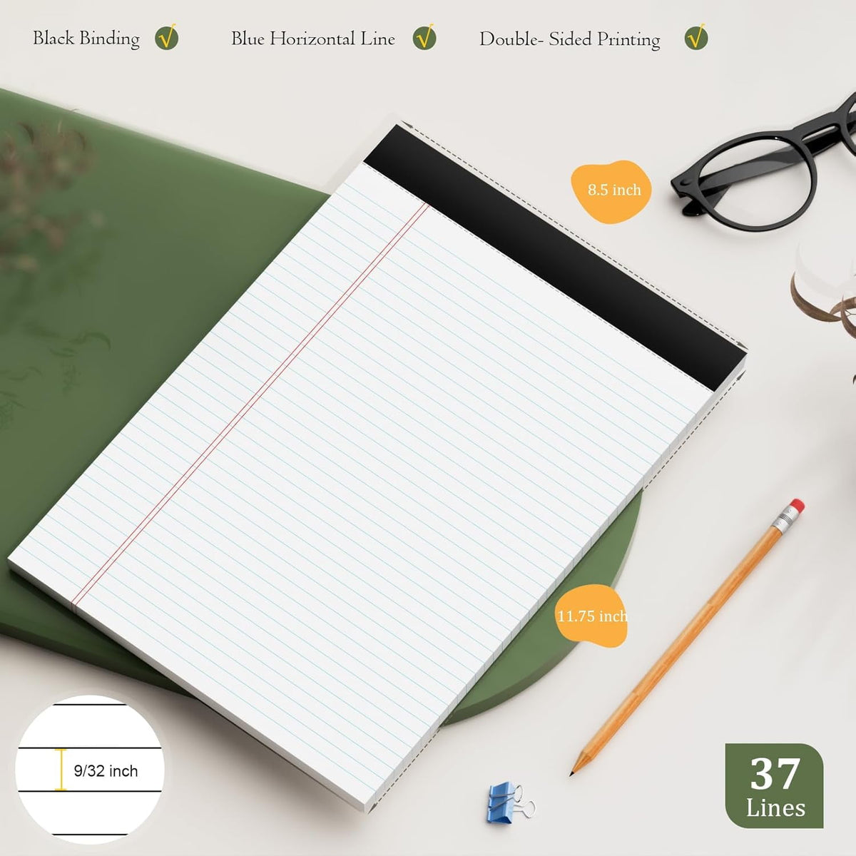 Maxxmarket Legal Writing Pads, 8.5 x 11 College Ruled Notepads, 30 Sheets per Pad, 2 pack