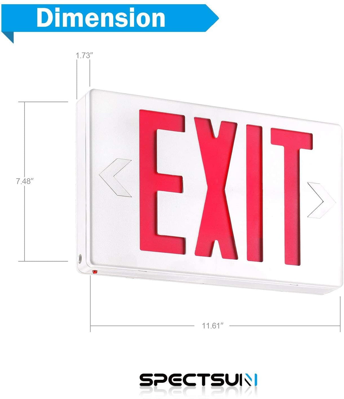 SPECTSUN 1 Pack Led Red Exit Light /Exit Emergency Light/Fire Exit Sign Light/Lighted Exit Sign- 120-277VAC, UL Certified.