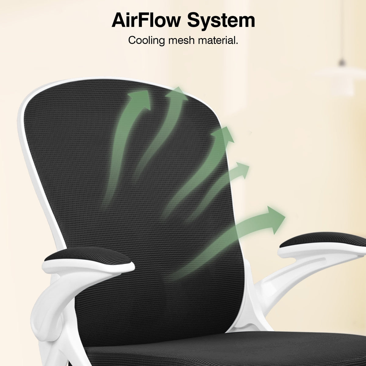 ATHOPE Ergonomic Office Chair, Mesh Desk Chair with Lumbar Support, Tall Office Chair with Flip-Up Armrests and Footrest Ring, Adjustable Computer Chair for Standing Desk Home Office, White