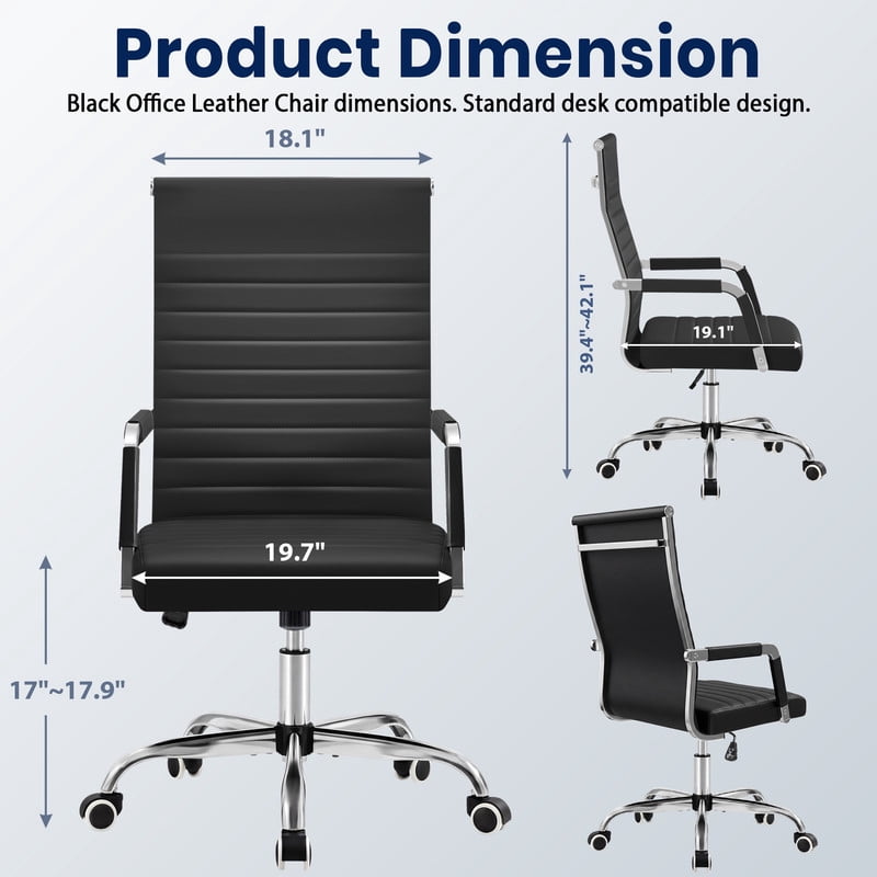 Lacoo Mid-Back Faux Leather Office Desk Chair Executive Conference Task Chair with Arms, Black