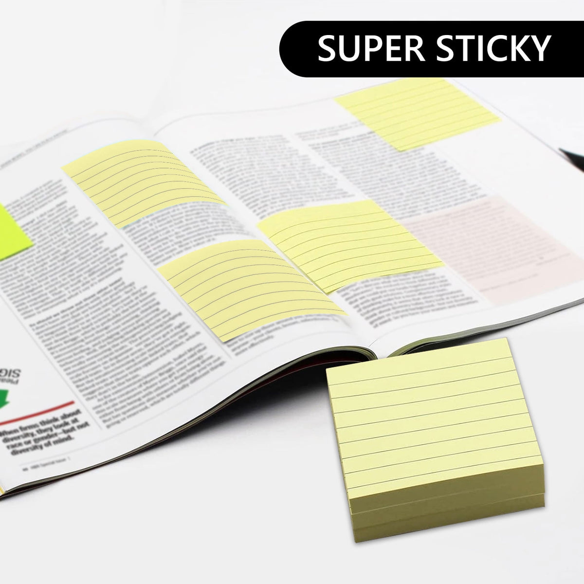 Tripumer 8 Pack Yellow Lined Sticky Notes Ruled Self Sticky Note 3 x 3 in 82 Sheets Each Pad Self-Adhesive Notepads Bulk