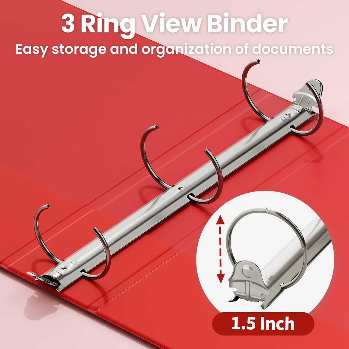 SUNEE 1.5 Inch Binders 3 Ring 6 Pack, Clear View Three Ring 1 1/2 Inch Binders PVC-Free (Fit 8.5x11 Inches) for School or Office Supplies, Classic 6 Colors
