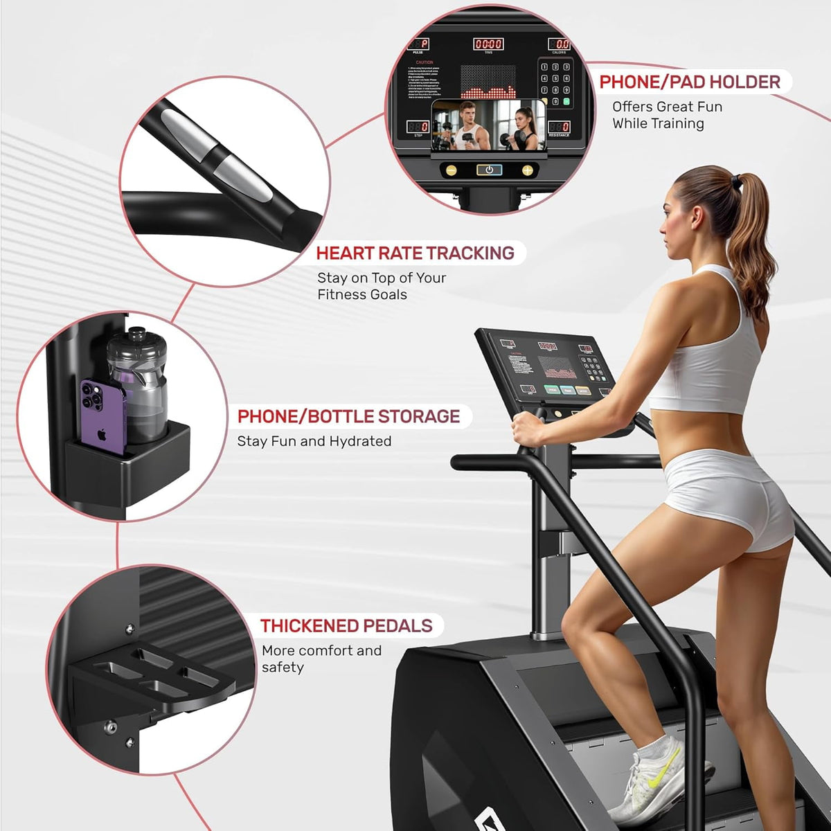Stair Stepper Machine, 550Lbs Commercial Grade Stair Climber for Home with 15 Resistance Level and LED Screen, Stepmill Exercise Machine for Full Body Workouts, 24-164 Steps/Min