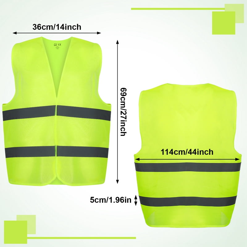 Armscye 10 Pack Hi Vis Safety Vests, Reflective High Visibility Guard Construction Vests with 2 Reflective Strips for Traffic Work, Running, Surveyor and Security