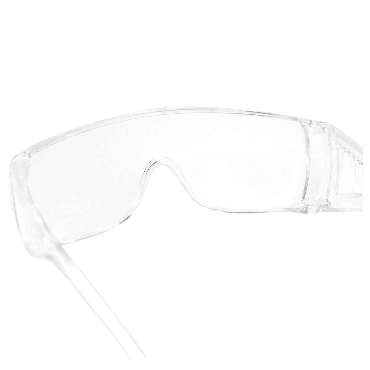 Global Vision Bulk 100 High Impact Safety Glasses, Goggles Fits Over The Glasses Clear Frame & Lens, Max UV Protection Side Shields, Anti-Glare Brow Guard