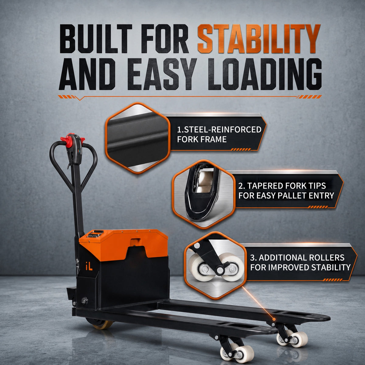 MUSEPT 4409 lbs Electric Pallet Jack Truck, Full Electric Pallet Lift with 1000W Motor & 48V Lithium Battery, 46.5" Forks for Warehouse Material Handling