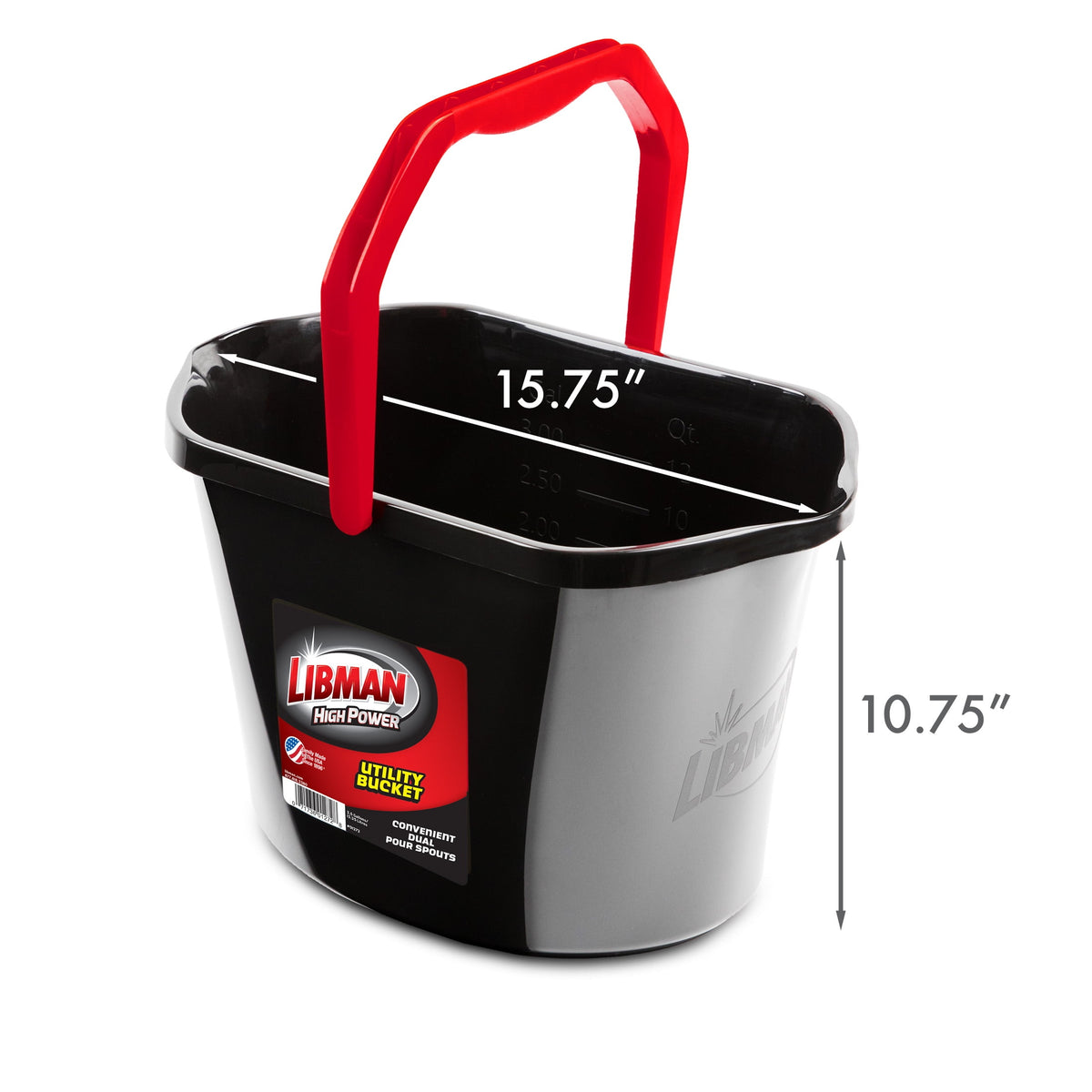 Libman High Power Utility Bucket 3.5 Gallon Black Polypropylene with Ergonomic Handle