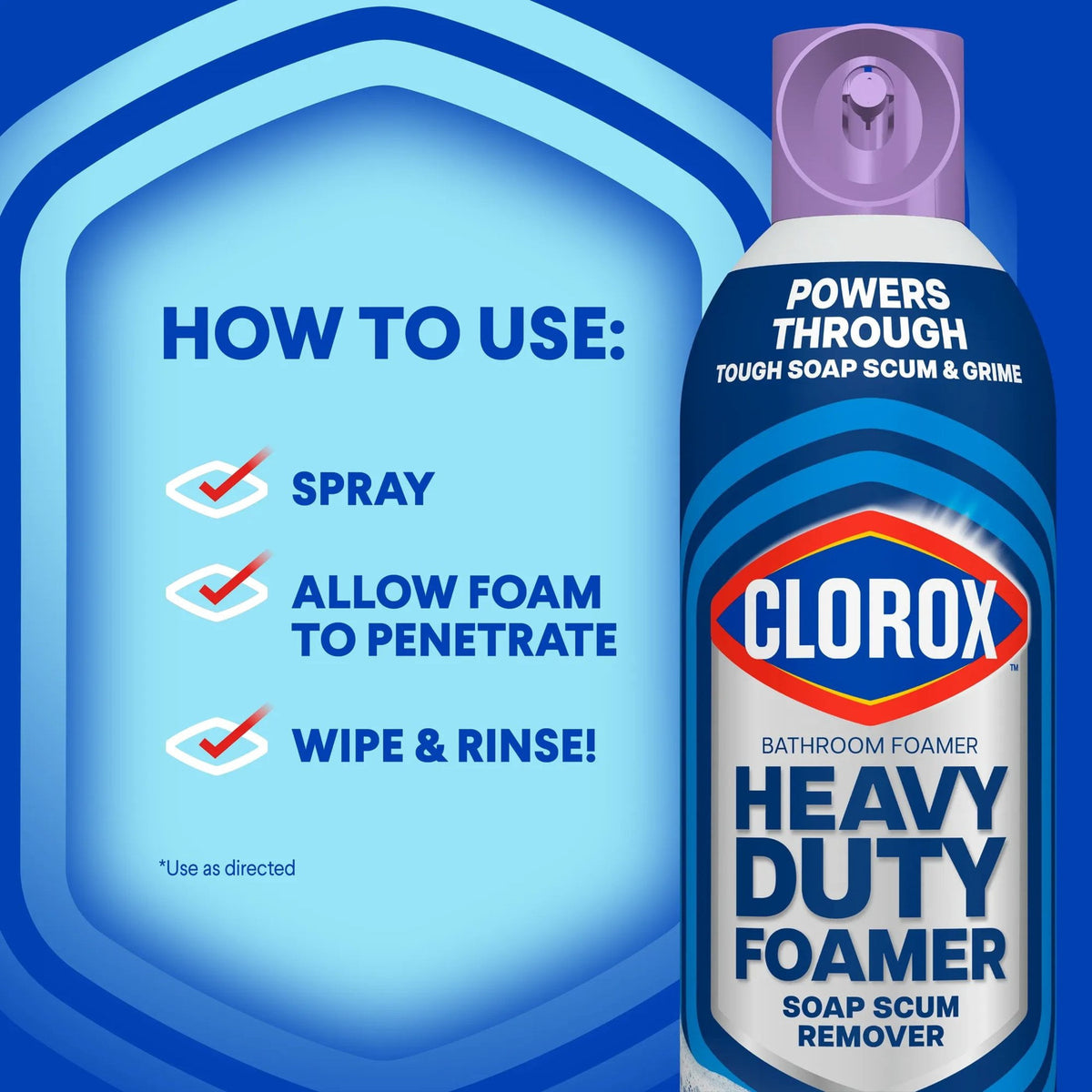 Clorox Heavy Duty Bathroom Foamer Soap Scum Remover, Lavender Clean, 20 Ounces