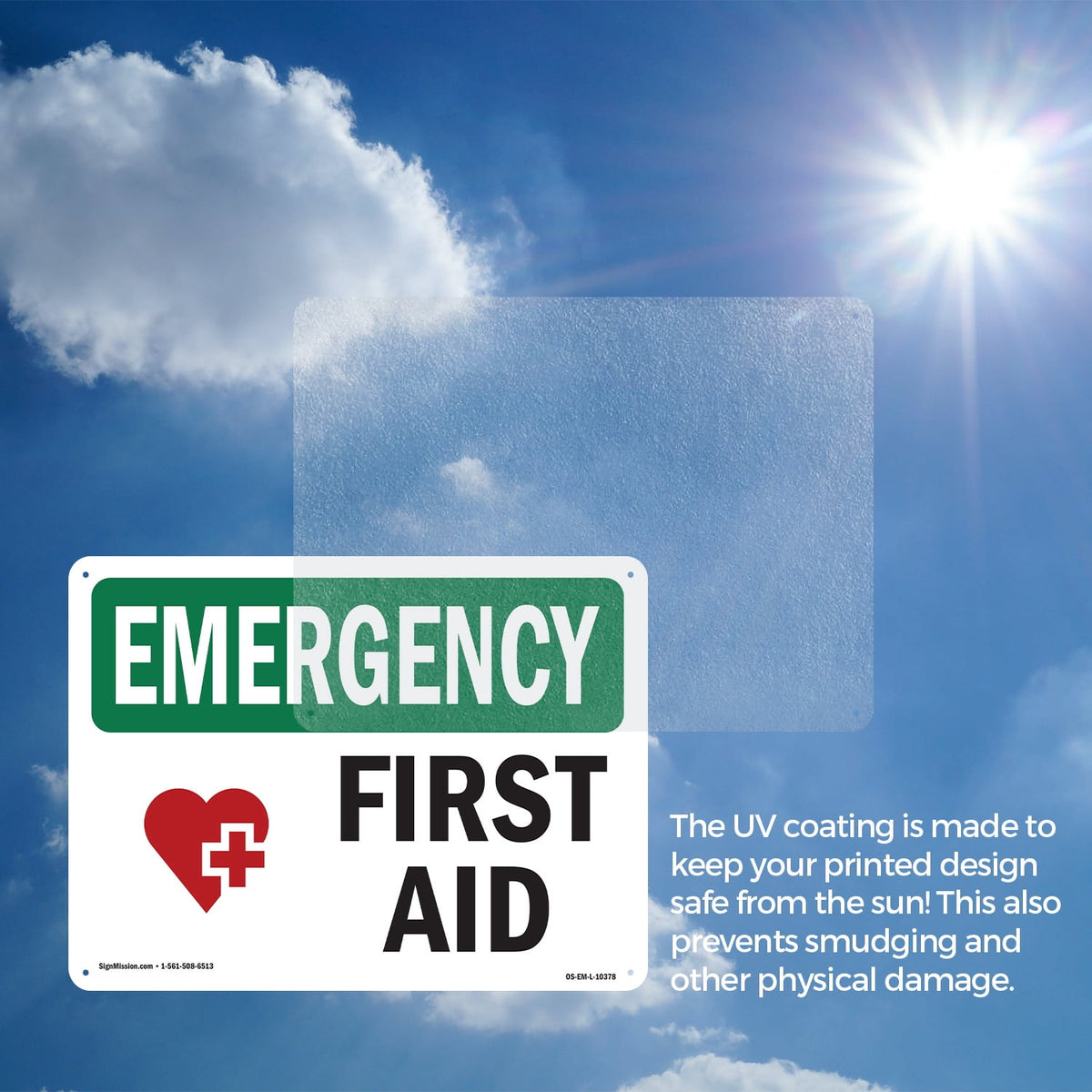 First Aid With Symbol OSHA Emergency Aluminum Sign 10 Inch x 7 Inch - 5 Pack