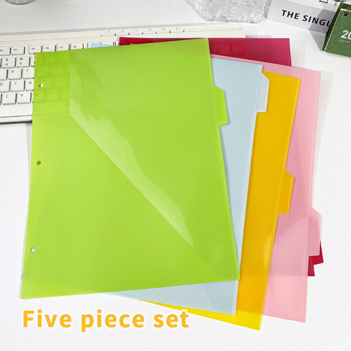 5 Count Dividers with Two Pockets for 3 Ring Binder, Plastic Pocket Folders, 5 Tabs Dividers Dividers for Letter Size, Binder Organizer, Durable Folders with Pockets Brads, Binder Set