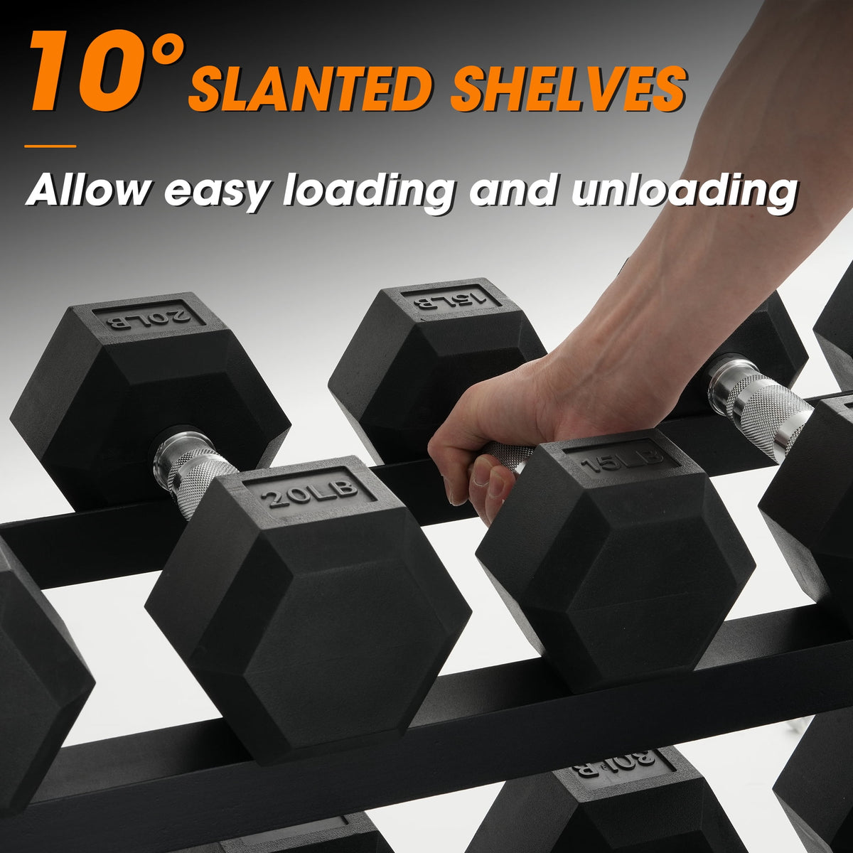 Mikolo Rubber Hex Dumbbell Set with Racks, Options in 550lbs, Strength Training Weight Set Home Gym