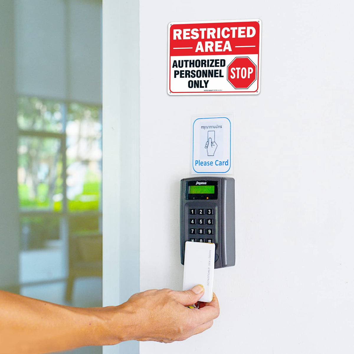 (4 pack) Restricted Area Sign Authorized Personnel Only, Do Not Enter Sign, 10 x 7 Inches .40 Rust Free Aluminum, UV Protected, Weather Resistant, Waterproof, Durable Ink，Easy To Mount