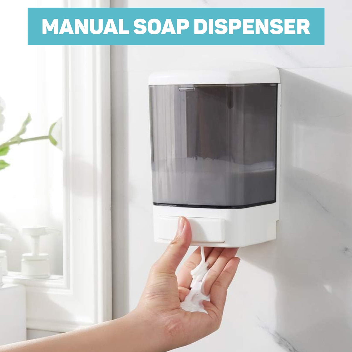 Manual Soap Dispenser Kitchen Bathroom Wall Mounted Commercial Soap Dispenser for Liquid Containers Shampoo Gel Chamber Plastic - (33.8 oz) 1000ml