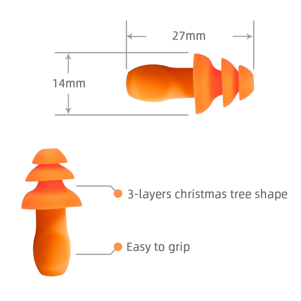 100 Pairs of Corded Ear Plugs for Noise Protection - Reusable Earplugs for Shooting, Construction & Work (25dB)