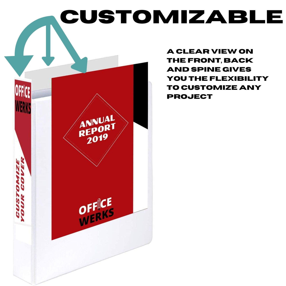 5 Inch Ring Binder With Slant D-Rings, White, Clear View, Pockets