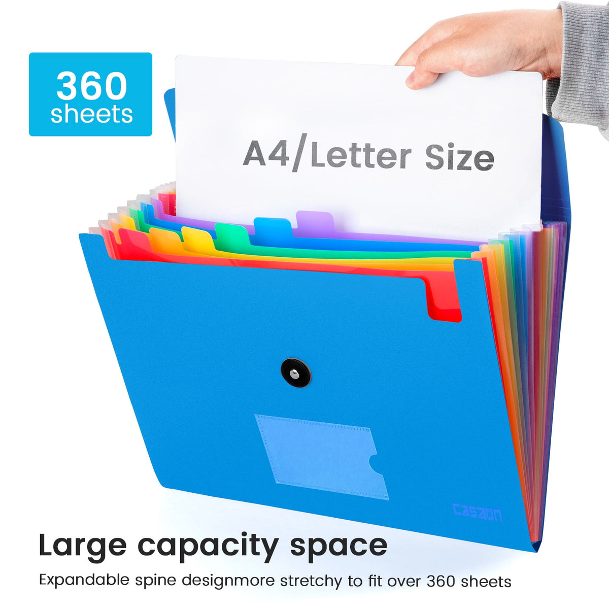 Accordion File Folder, 13-Pockets Expandable File Folder for A4 Letter Size Paper, Blue